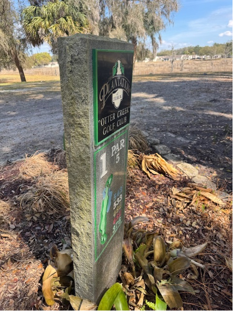 Existing golf monument before plaque replacement
