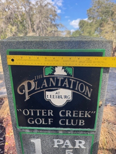 Golf monument measured for custom plaque fabrication